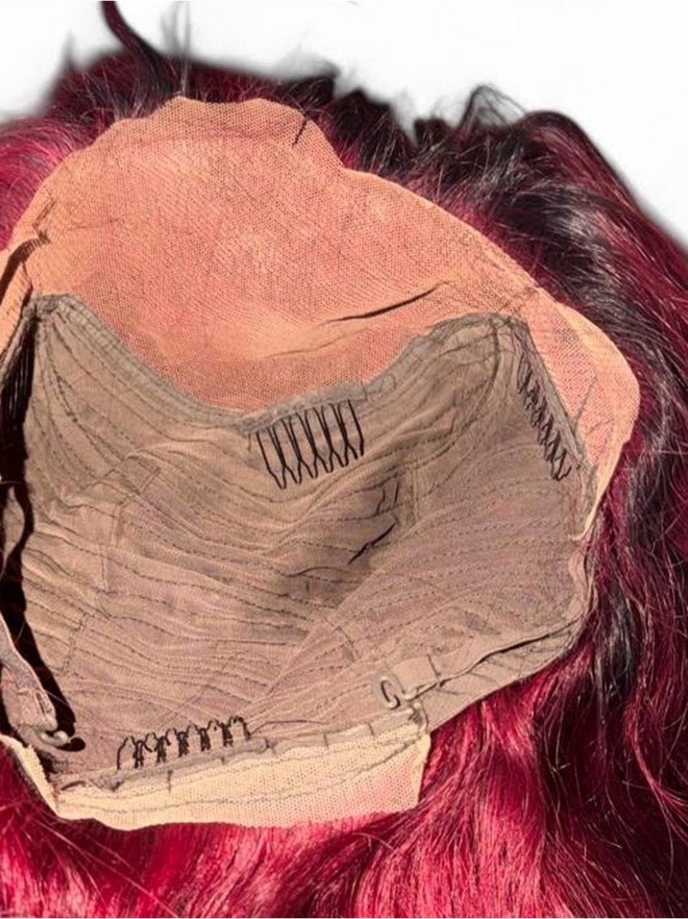 #NWOT 100% real human hair dark-rooted mermaid red lace front glueless wig - Picture 7 of 7